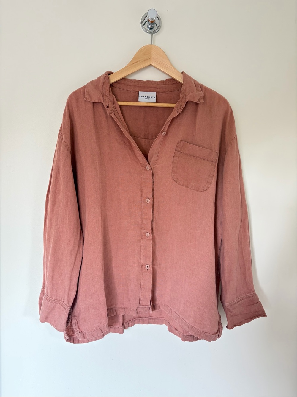 Parachute 100% Linen Button-Down Shirt - Dusty Rose Medium Cottagecore Luxury